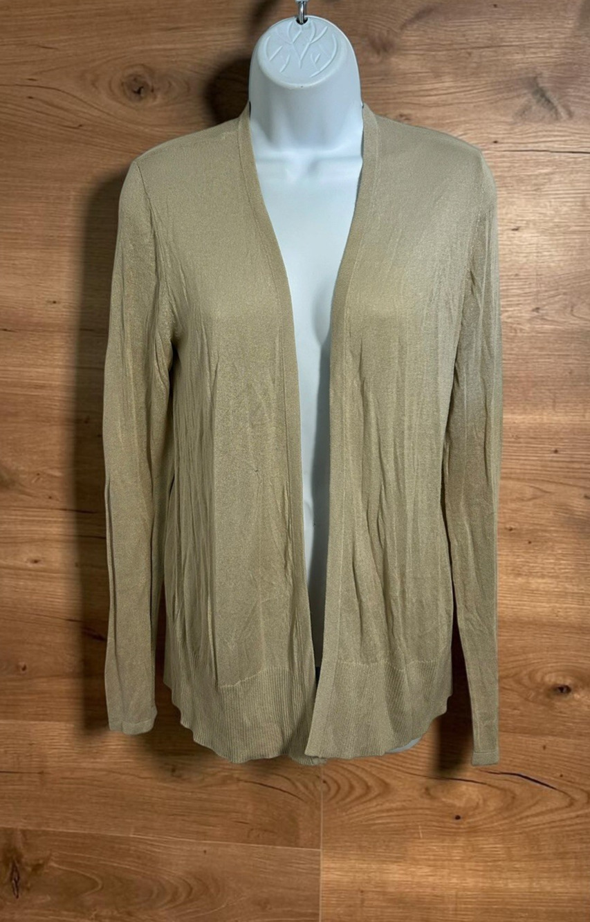 Ann Taylor Tan Open Front Cardigan Sweater Sz Small Lightweight Long-Sleeve New